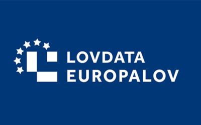 Ny europalov logo med blå bakgrunn og lovdata logo med EU-stjerner